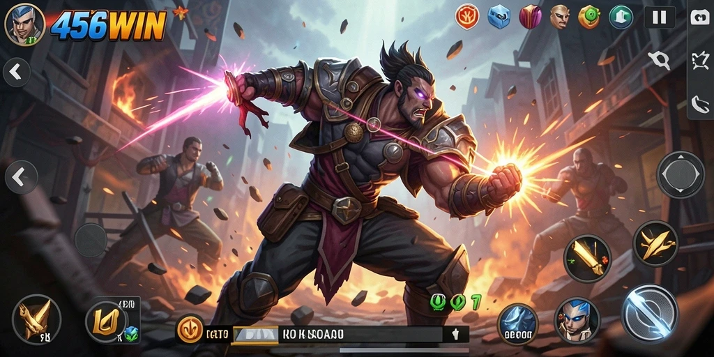 Screenshot gameplay 456WIN menampilkan aksi bertarung yang intens dan mendebarkan.