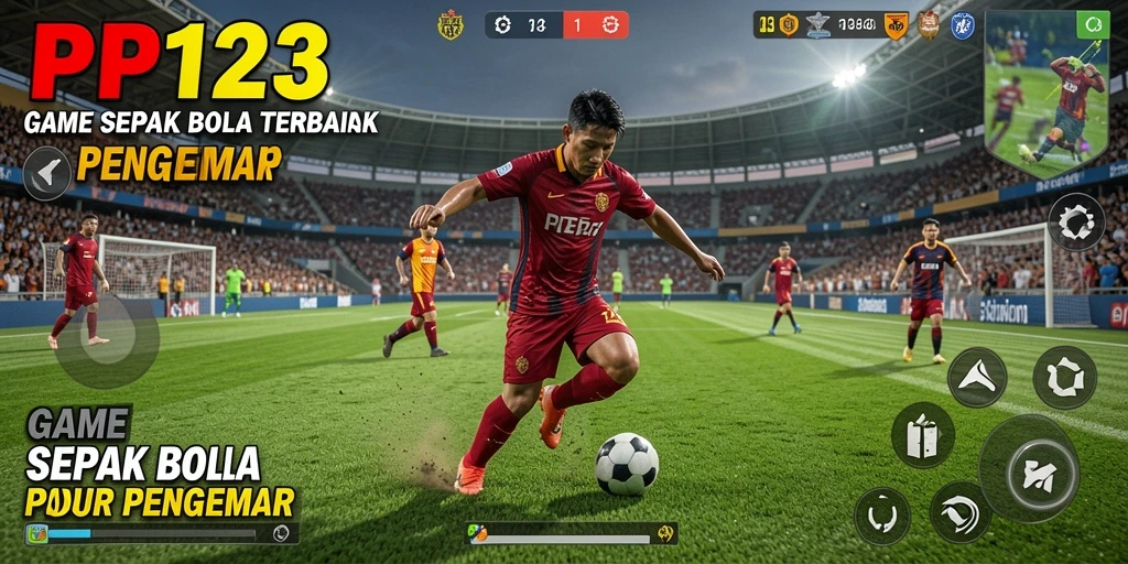 Screenshot menunjukkan aksi epik dalam pertandingan sepak bola di PP123.