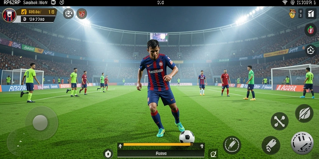 Screenshot gameplay RP62RP dengan aksi sepak bola yang mendebarkan.
